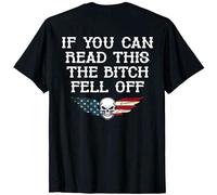 LABZAADGUK Street T-Shirt Mens If You Can Read This The Bitch Fell Off T on Back Black XL