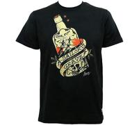 LABZAADGUK Street T-Shirt Sailor Jerry Tattoo Sailor's Grave Rum Bottle Black Graphic hirt Mens Round Neck Short Sleeves Casual Bottoming Black L