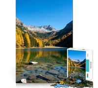 Lac Alpin en Automne Puzzle de 1000 pièces pour Adultes Jeu de Concentration mentale Découpe de Haute précision Activité Manuelle à Partager en Famille ou Entre Amis (50x75cm)