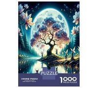 Lac avec Arbre Lunaire 1000 Pièces Puzzle Magie de Nature Tranquille Puzzle Premium Carton Extra-épais - Collectionneurs’ Favorite, Détente, Pause Bureau Voyage Et Fêtes 38x26cm/1000pcs
