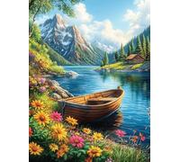 Lac avec Barque dans Une vallée montagneuse Puzzles 500 Pièces pour Adultes Educa Challenge Créatif Difficile 3D Qualité Supérieure Décoration Moderne Relaxation Cadeau 500 PCS