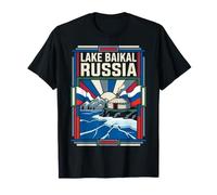Lac Baïkal Russie Drapeau Lac Montagnes Art Vintage T-Shirt