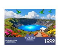Lac Bleu dans Un cratère volcanique Puzzle en Bois Imperméable DIY Puzzles De 1000 Pièces pour Adultes Cadeaux Coloré De Décoration pour La Maison