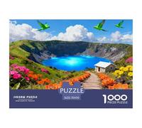 Lac Bleu dans Un cratère volcanique Puzzle en Bois Imperméable Puzzles De 1000 Pièces pour Adultes Cadeaux Défi Et Casse-tête De Décoration pour La Maison