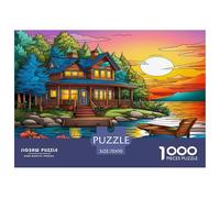 lac canoë Puzzle Amusant Jeu De Société Adulte Pièces Parfaitement Assorties 1000 Pièces Hute de Conte de fées Casse-tête Qualité Premium pour Adultes 70x50cm/1000pcs