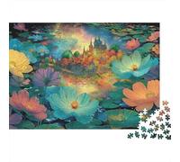 Lac château rêve Puzzle 1000 Pièces Adulte avec Assemblage Fluide,Puzzle d'art Jeu De Patience pour Un Passe-Temps pour Adulte,Étoile du Cadeau De Noël 38x26cm/1000pcs