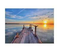 Lac Coucher Soleil Quai Puzzle, 1000 Pièces pour Adultes Haute Qualité | 52x38cm Amateurs De Puzzles, Cadeau D'anniversaire, Carton, Réduction Du Stress, Découpe Précise