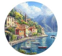 lac de Côme 1000 Pieces Puzzle Circulaire Jeu Éduchatif Défi De l'art De La Décoration Moderne Adultes Enfants 1000pcs (67.5x67.5cm)