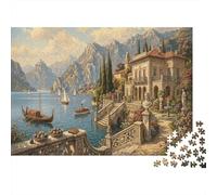 lac de CômePuzzle 1000 Pièces Complet Italie Lakeside pour Famille Relaxation Mentale Amusement par Temps De Pluie Qualité Premium 52x38cm/1000pcs