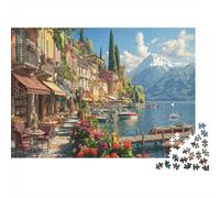 lac de CômePuzzle 1000 Pièces en Carton Épais Italie Lakeside pour Couples Relaxation Mentale Divertissement Familial Cadeau 52x38cm/1000pcs