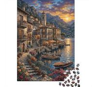lac de CômePuzzle 1000 Pièces en Papier Recyclé Village Italien pour Amateurs De Puzzles Anti-Stress Loisirs Créatifs Qualité Premium 70x50cm/1000pcs