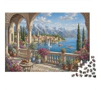Lac de CômePuzzle Premium 1000 Pièces en Papier Recyclé Terrasse Italienne pour Adolescents 12+ Anti-Stress Activité Intérieure Cadeau 52x38cm/1000pcs