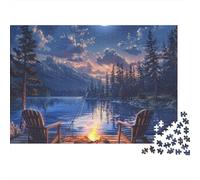Lac de feu Nocturne Puzzle 1000 Pièces Papier Écologique pour Enfants, Puzzle Relaxation Mentale, Amusement Après École, Puzzle Top Noté Rapport Qualité-Prix 38x26cm/1000pcs