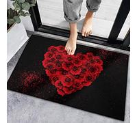 Lac De Fleurs De Roses Rouges Retour Tapis De Bain Anti-Salissures Welcome Paillassons Absorbant Tapis De Douche pour Salon Baignoire Chambre 40X60 Cm
