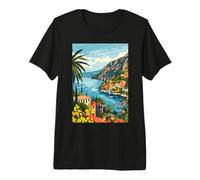 Lac de Garde Italie Art Minimaliste T-Shirt Haut de Gamme
