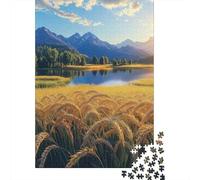 Lac de Montagne et Riz doré 1000 Tessere Herbe et Fleur Sauvage Cartone Resistente Puzzle per Adulti E Ragazzi, Sfida Stimolante, Regalo Natale Compleanno Premium 52x38cm/1000pcs