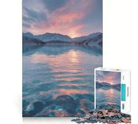 Lac de Montagne Pastel au Lever du Soleil - Eaux Turquoise et Sommets enneigés Puzzle 1000 pièces pour Adultes Jeu de logique et de Soutien Cadeau élégant et Amusant (50x75cm)