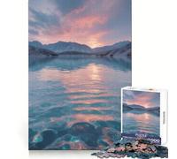 Lac de Montagne Pastel au Lever du Soleil - Eaux Turquoise et Sommets enneigés Puzzle 1000 pièces pour Adultes Jeu de logique et de Soutien Cadeau élégant et Amusant (38x26cm)