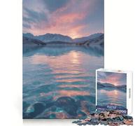 Lac de Montagne Pastel au Lever du Soleil - Eaux Turquoise et Sommets enneigés Puzzle 1000 pièces pour Adultes Jeu de logique et de Soutien Cadeau élégant et Amusant (50x75cm)