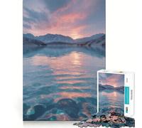 Lac de Montagne Pastel au Lever du Soleil - Puzzle de 1000 pièces pour Adolescents, eaux Turquoise et Sommets enneigés, Jeu Intelligent à Assembler en Famille, Motif Vœux du Père Noël (38x52cm)
