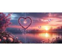 lac Diamond Painting Adulte,5D Diamond Painting Coucher soleil Motif avec Carré Full Drill Toile 40x70cm,DIY Diamant Point de Croix Broderie Kit Complet Accessoires,Halloween Chambre Decoration J-271