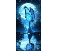 Lac Diamond Painting Dauphin Diamond Painting Enfant DIY Peinture Diamant Adulte Kit Broderie Strass Canevas Kit Complet Adulte Mosaique Loisir Creatif, pour Decoration Chambre 60x180cm J - 132