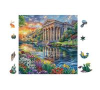 Lac du Temple Ancien 100 Pieces Casse-tête Adulte en Carton Haute Qualité Difficulté Moyenne Motif Complexe Activité Familiale Idée Cadeau Saint Valentin 28x28cm