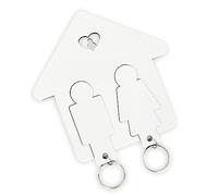 LAC EVERYTHING EVERYWHERE Porte Clef Couple en Bois - Idee Cadeau Cremaillere Maison - Porte Clé Femme et Homme Cadeau Couple Original - Cadeaux Anniversaire (Blanc)