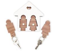 LAC EVERYTHING EVERYWHERE Porte Clef Couple en Bois - Porte Cle Maison pour Cadeau Couple Amoureux Anniversaire | Cadeau Cremaillere Maison (Marron et Blanc)