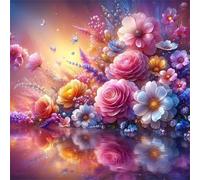 Lac Fleur Rose Puzzle 150 Pièces Adultes, 65x65cm DIY Puzzle Impossible Jeu de Création et Logique, Puzzles Classiques pour Adultes et Enfants de 12 Ans et Plus