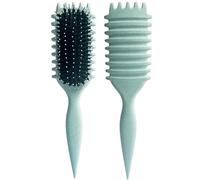 LAC FOR YOU Brosse Cheveux Bouclés Rib - Brosse Curly Hair Definition Dos Cannelé pour Boucles Rebondies, Poils Arrondis & Doux, Anti-Frizz, Poignée Soft-Grip - Bleu Clair