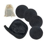 LAC FOR YOU Coton Demaquillant Lavable Fibre de Bambou 4 Pcs et 1 Serviette Microfibre Réutilisables + Filet de Lavage - Pad Demaquillant Lavable pour Visage | Zéro Déchet
