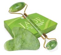 LAC FOR YOU Gua Sha Visage et Rouleau de Jade - Roller et Pierre Massage Visage Anti Age - Set Masseur Anti-Rides
