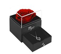 LAC FOR YOU Rose Eternelle Rouge avec Bijoux - Idee Cadeau Femme Original Utile - Fleur Eternelle Stabilisée en Coffret Cadeau Anniversaire Maman, Copine