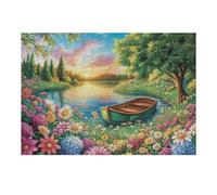 Lac forêt Coucher de Soleil 300 Pieces Casse-tête Collectionneur en Carton sans Déformation Très Difficile Motif Complexe Décoration Murale Cadeau Noël Premium 300 PCS