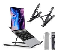 LAC FUTURE Support Ordinateur Portable - Rehausseur PC Portable Ajustable 10 Niveaux, Pliable et Léger | Laptop Stand Ventilé Compatible 10 à 17 Pouces, pour Bureau/Télétravail - Noir