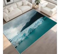 Lac Glaciaire Tapis 150x210 cm Montagnes Enneigées et Glaciers Moquette Antiderapant à Poils Courts Tapis 3D Lavable en Machine Convient aux Grands Salons Salles à Manger et Chambres c-893