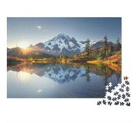 Lac Montagne Coucher Puzzle 1000 Pièces Adulte avec Clic Parfait, Ensemble De Casse-tête en Puzzle énigme De Compétence Logique pour Un Hobby Créatif, Puzzle À La Meilleure Évaluation 70x50cm/1000pcs