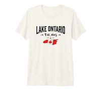Lac Ontario Canada - Carte Géographique, Drapeau 1615 Nord T-Shirt Haut de Gamme