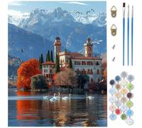 lac Peinture par Numéros pour Adulte,DIY Numero d'Art Kits avec 3 Pinceaux et Acrylique,Kit Creatif Adulte architecture Paint by Numbers pour Decoration Chambre Murale,(Sans Cadre) 90 x 120cm D1-180