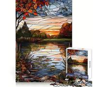 Lac Tranquille au Coucher du Soleil Puzzle 1000 pièces pour Adultes Stimule la mémoire, apaise l'esprit, ludique, Solide et Amusant Idée Cadeau de Noël (50x75cm)