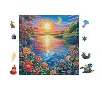 Lac with at Dusk 100 Pièces Puzzle Famille en Voitureton Haute Densité Difficulté Moyenne Activité Familiale Anti-Stress Loisir Créatif Jeu De Société Premium 28x28cm