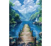 Lac Wooden Bridge Puzzle de 500 Pièces pour Adultes, 52x38cm Puzzles Classiques 500 pièces Adultes, Puzzle Stimulant Parfait pour Les Soirées de Jeu