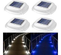 Lacasa Lampe Solaire Extérieur, 4 Pack LED Lampe Solaire au Sol 2 Couleurs | Blanc Froid/Lumière Bleue, IP66 Etanche, Auto On/Off, Lumière Solaire Jardin pour Escalier Chemins Allée Patio Pont Pelouse