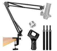 LacBec Bras de Micro Réglable, Pied Micro Bureau, Perche Micro Support de Microphone pour Studio Enregistrement, Compatible avec HyperX QuadCast, Blue Yeti, Elgato Wave, Fifine & Autres Micros