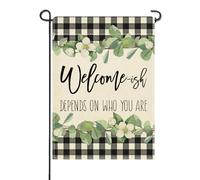 L'Accueil Est Plus Ou Moins Chaleureux. Cela Dépend De Qui Vous Êtes. Drapeau Solide Drapeau De Jardin Couleurs Vives Garden Flag Pour Extérieur Intérieur Vacances 30X45Cm