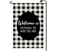 L'Accueil Humoristique Dépend De Qui Vous Êtes. Bannière Résistant Aux Intempéries Drapeau Double Face Garden Flag Pour Fête Intérieur Maison 30X45Cm