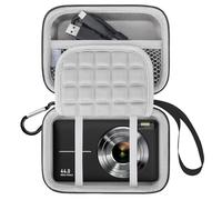 Lacdo Étui de Transport Caméra pour CAMKORY DC403, Kodak PIXPRO FZ55, Canon PowerShot G7 X Mark III/SX740, Sony ZV-1/ RX100 VII, Panasonic LUMIX ZS99 Digital Camera Sac de Rangement, Noir+Gris