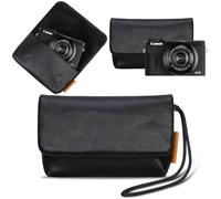 Lacdo Étui de Transport Caméra pour Canon PowerShot G7 X Mark III / G7X Mark II Digital Camera, Cuir Souple Housse de Caméra de Protection, Compact Canon G7 X Mark III Sac avec Sangle au Poignet, Noir