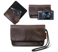 Lacdo Étui de Transport Caméra pour Canon PowerShot G7 X Mark III / G7X Mark II Digital Camera, Cuir Souple Housse de Caméra de Protection, Compact G7 X Mark III Sac avec Sangle au Poignet, Marron
